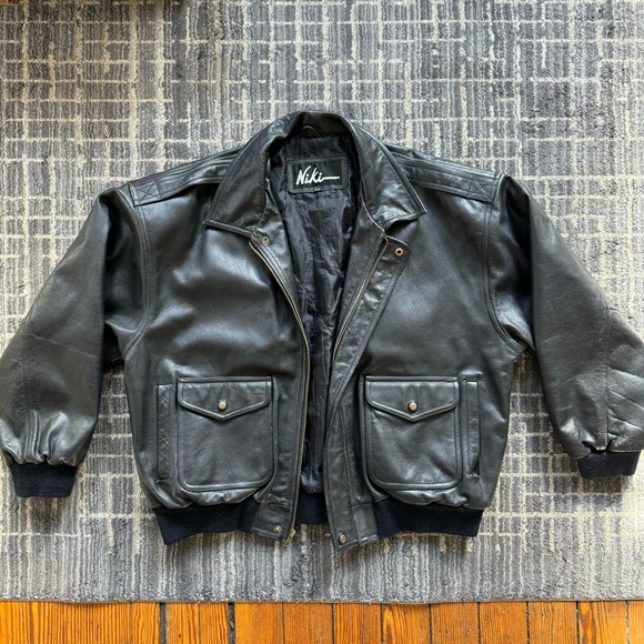 Vintage leather bomber jacket by Niki size XL - Picture 2 of 8